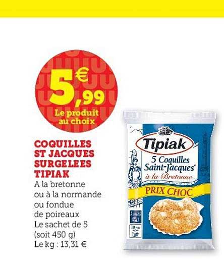 coquilles st jacques surgelées tipiak
