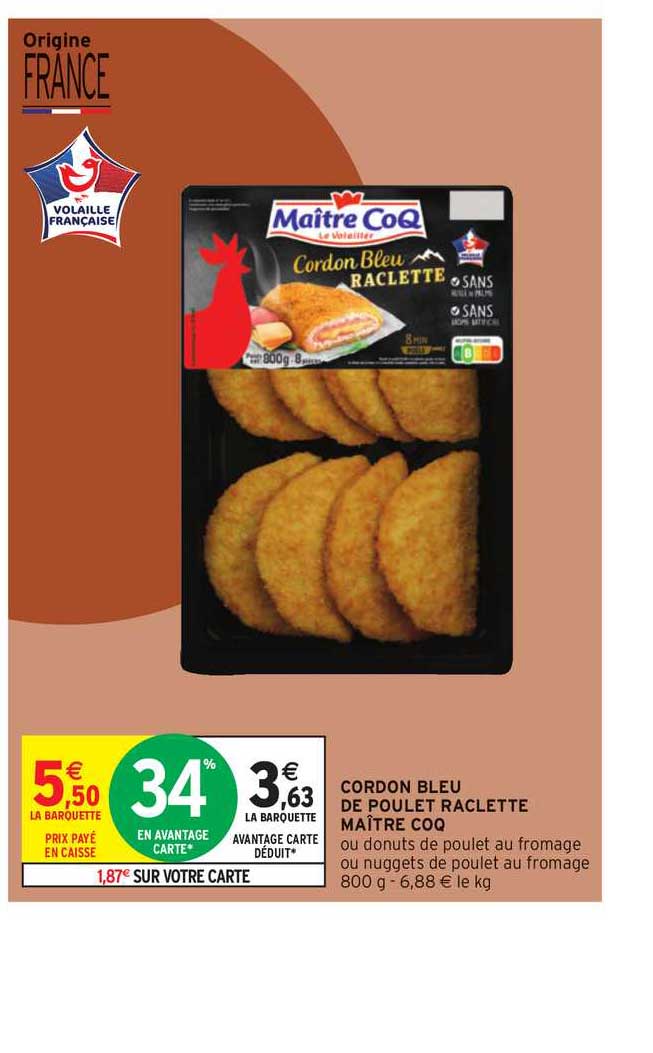 Cordon Bleu De Poulet Raclette Maître Coq