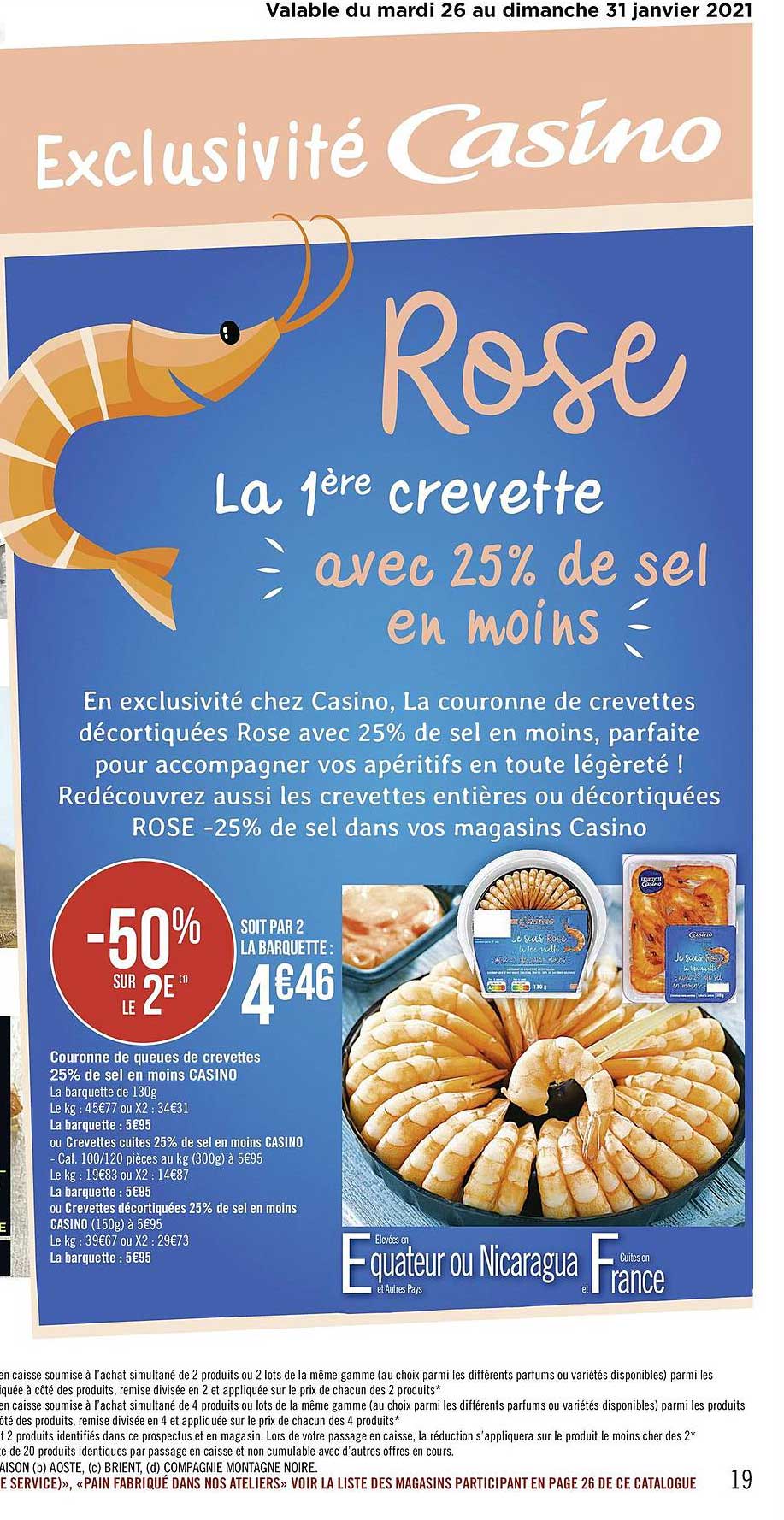 couronne de queues de crevettes 25% de sel en moins casino -50% sur le 2è