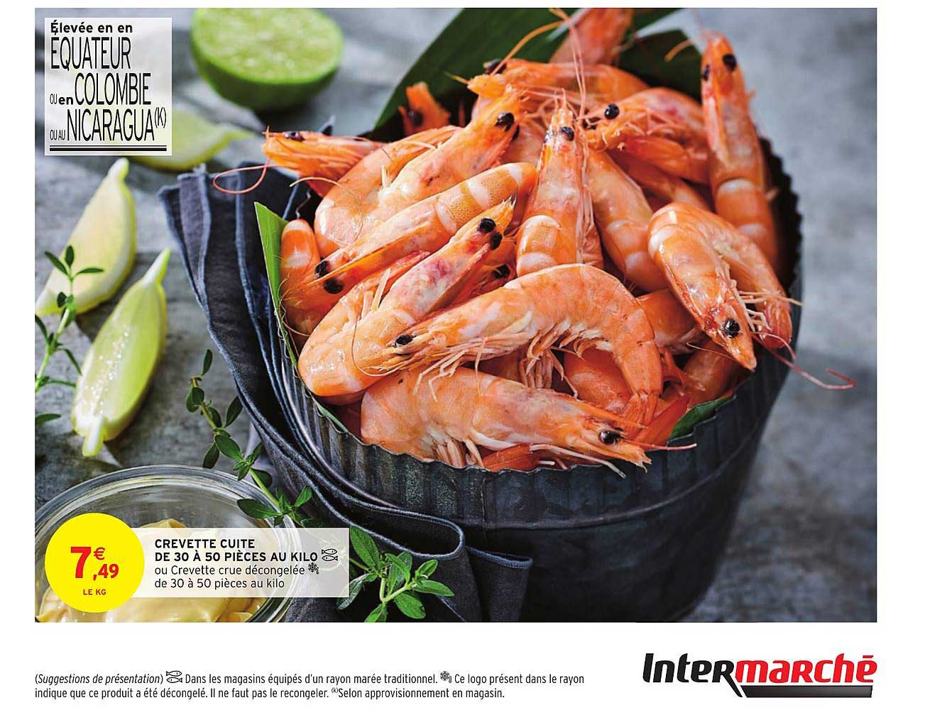 crevette cuite de 30 à 50 pièces au kilo