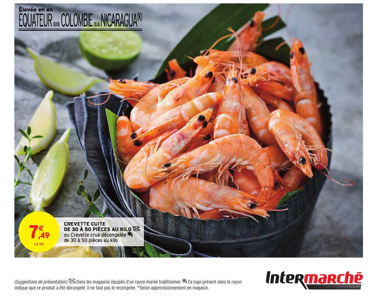 crevette cuite de 30 à 50 pièces au kilo