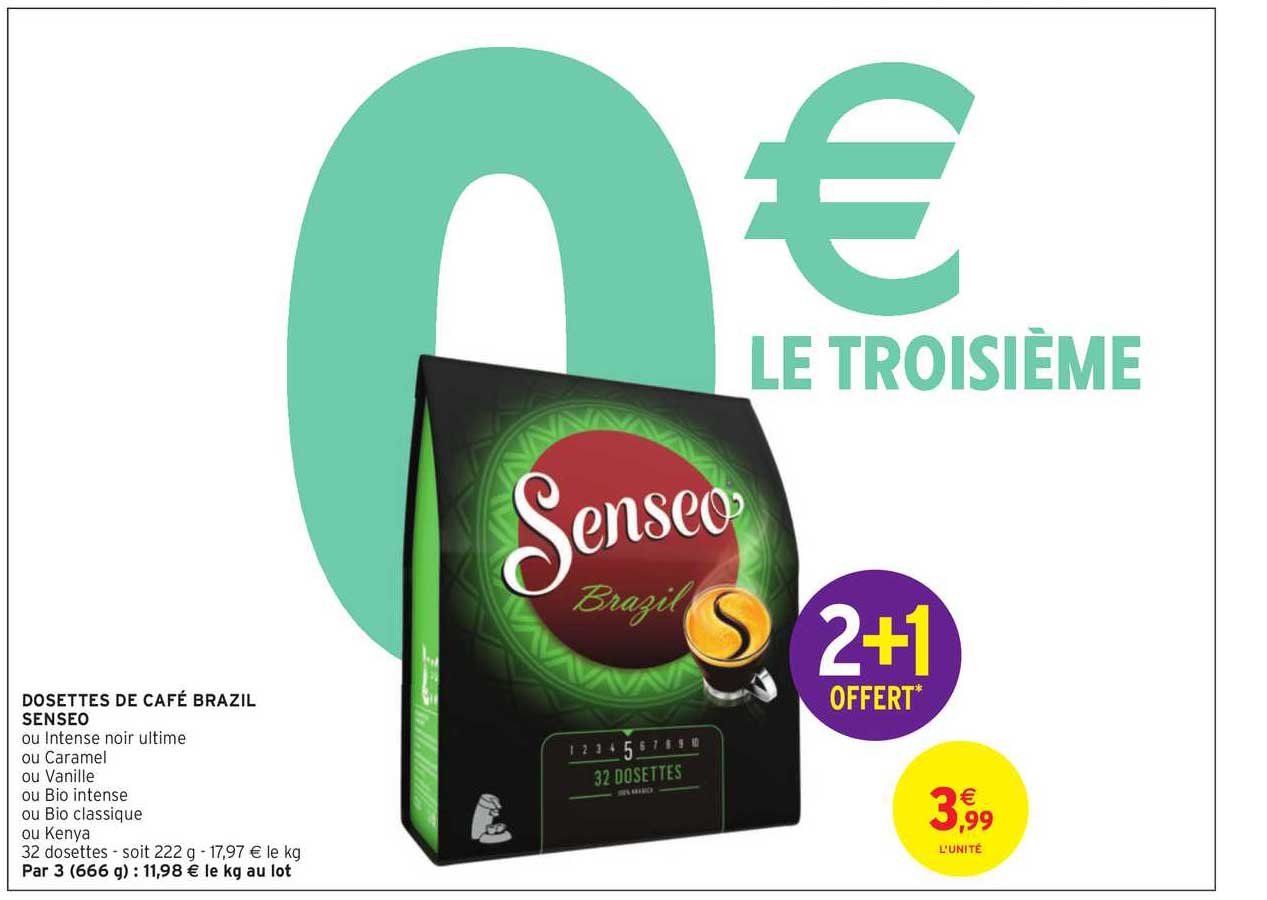 dosettes de café brazil senseo 2+1 offert