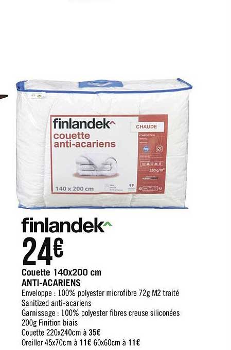 finlandek couette 140x200 cm anti acariens