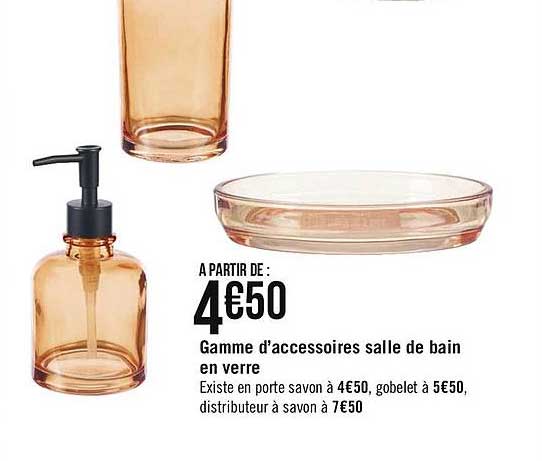 gamme d'accessoires salle de bain en verre