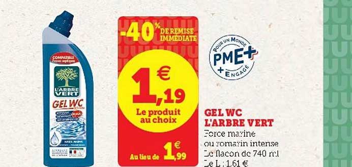 gel wc l'arbre vert -40% de remise immédiate