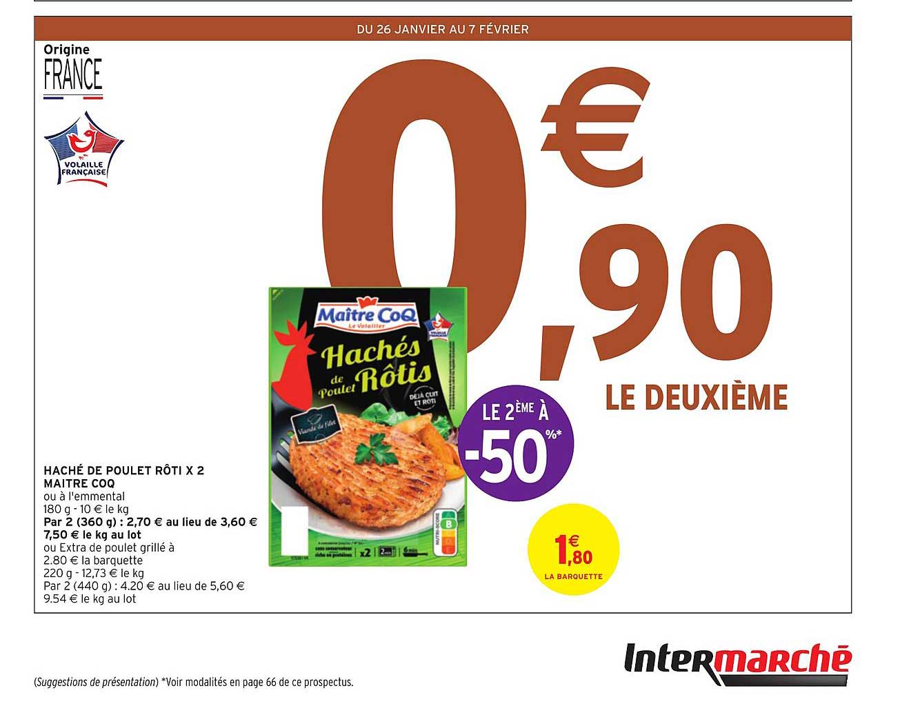 haché de poulet rôti x2 maître coq