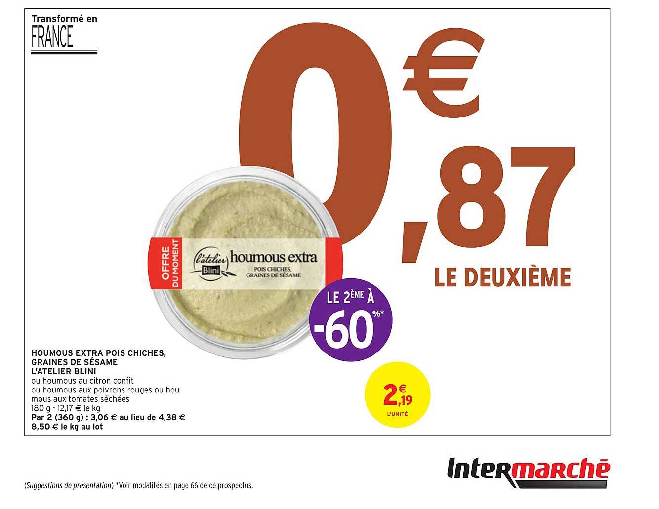 houmous extra pois chiches, graines de sésame l'atelier blini