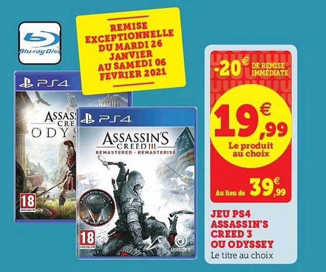 jeu ps4 assassin's creed 3 ou odyssey