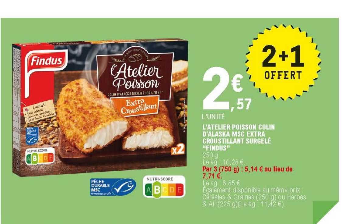 l'atelier poisson colin d'alaska msc extra croustillant surgelé "findus"