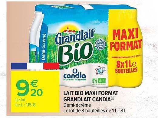 lait bio maxi format grandlait candia