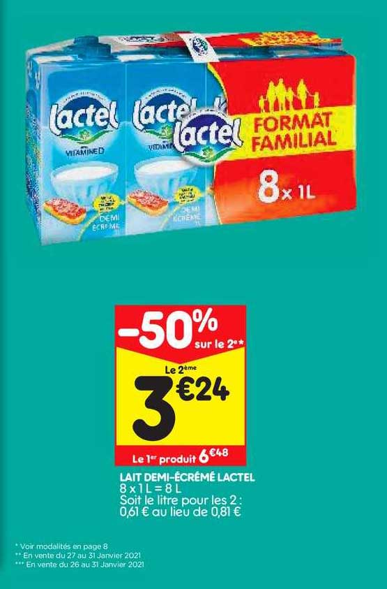lait demi-écrémé lactel