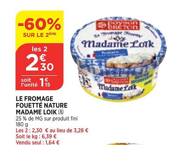le fromage fouetté nature madame loïk