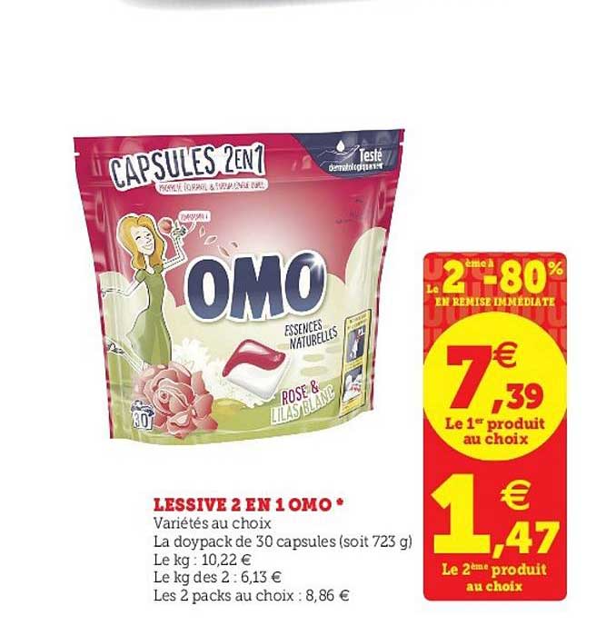 Lessive 2 En 1 Omo Le 2ème à -80% En Remise Immédiate