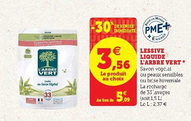 lessive liquide l'arbre vert -30% de remise immédiate