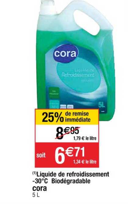 liquide de refroidissement -30°c biodégradable cora