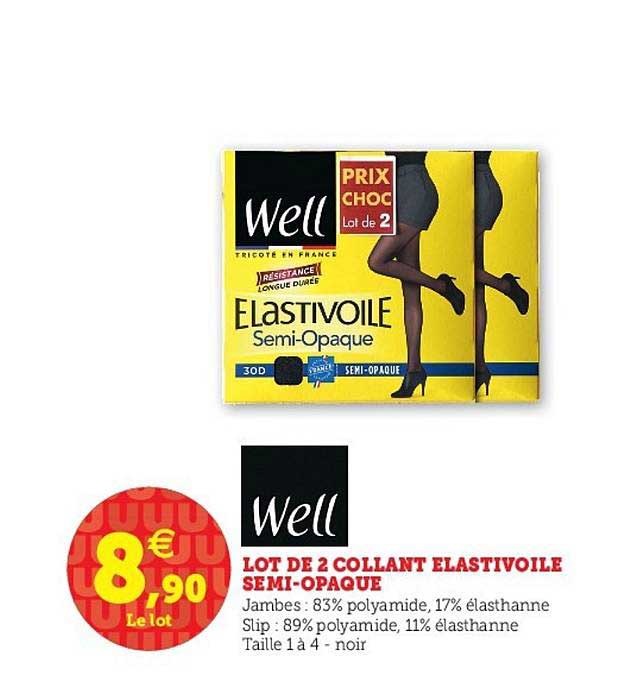 lot de 2 collant elastivoile semi opaque well