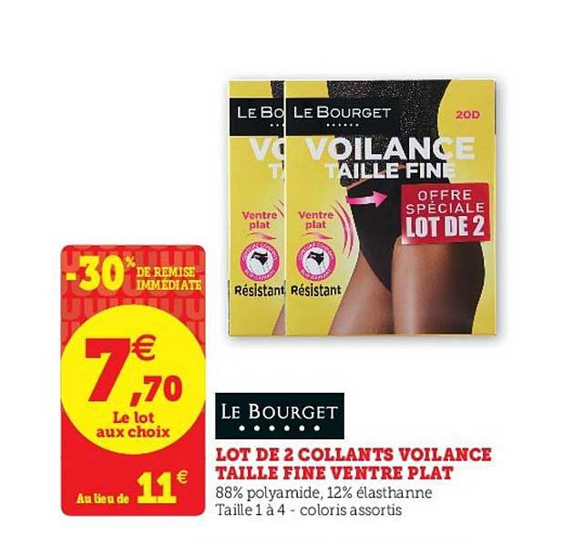 lot de 2 collants voilance taille fine ventre plat -30% de remise immédiate