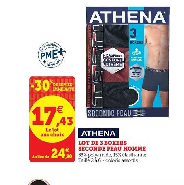 Lot De 3 Boxers Seconde Peau Homme Athena -30% De Remise Immédiate