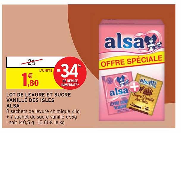 lot de levure et sucre vanillé des isles alsa