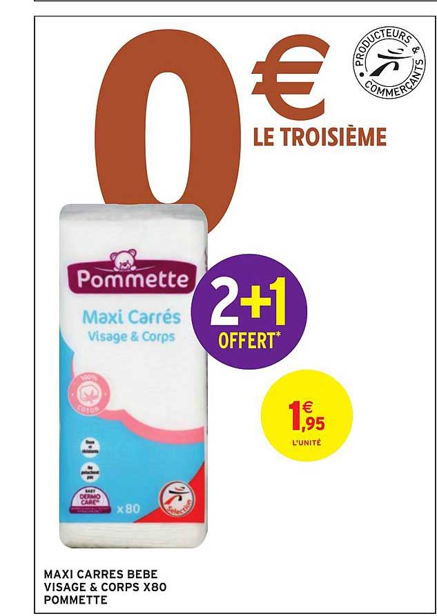 maxi carrés bébé visage & corps x80 pommette