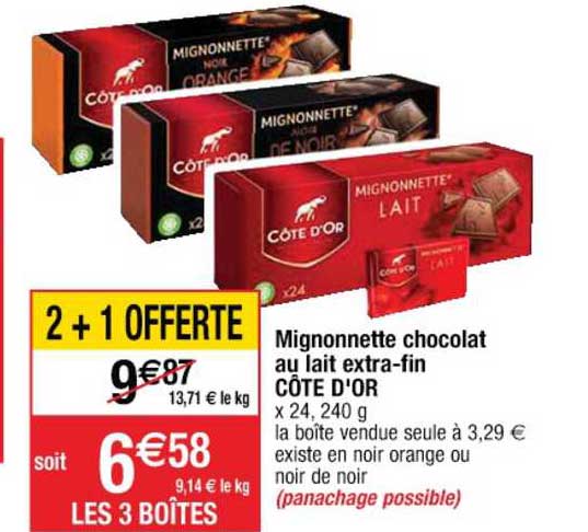 mignonette chocolat au lait extra-fin côte d'or