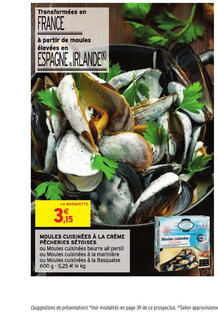 moules cuisinées à la crème pêcheries sétoises