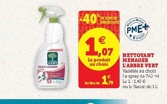 nettoyant ménager l'arbre vert -40% de remise immédiate