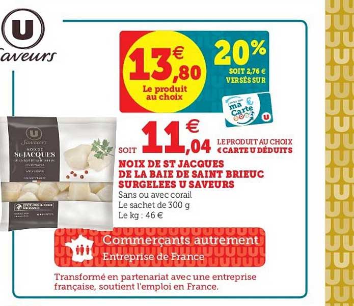 noix de st jacques de la baie de saint brieuc surgelées u saveurs