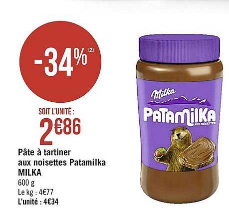 Pâte à Tartiner Aux Noisettes Patamilka Milka