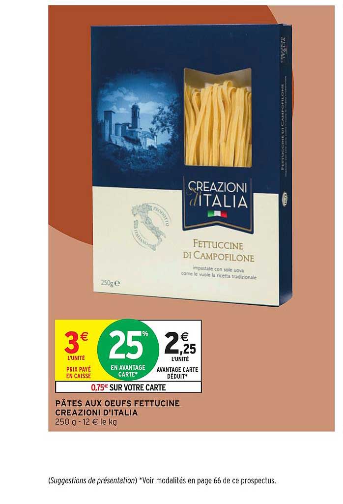 pâtes aux oeufs fettucine crazioni d'italia