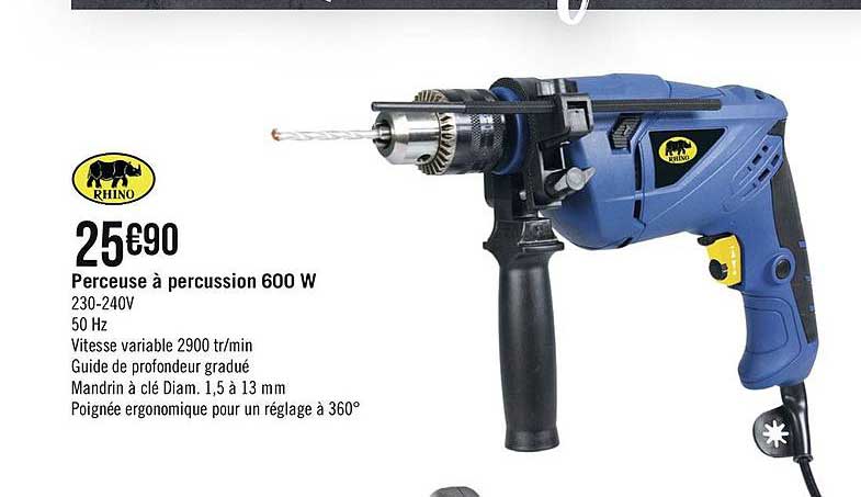 perceuse à percussion 600w rhino