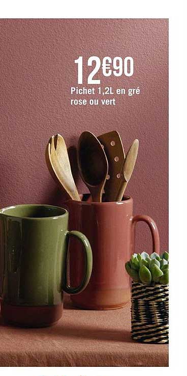 pichet 1,2l en gré rose ou vert
