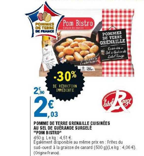 Pomme De Terre Grenaille Cuisinées Au Sel De Guérande Surgelé "pom Bistro"