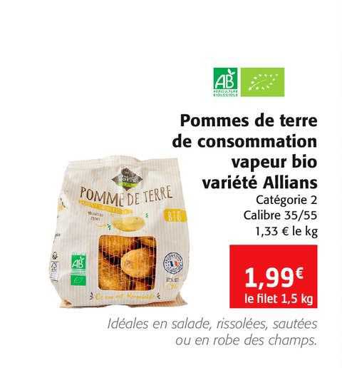 pommes de terre de consommation vapeur bio variété allians
