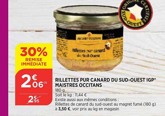 rillettes pur canard du sud-ouest igp maistres occitans