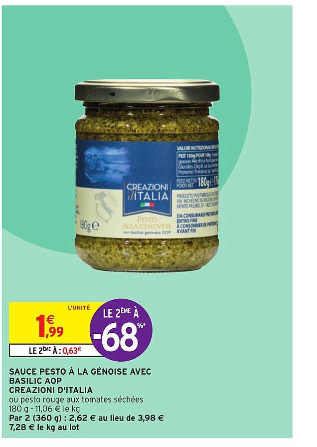 sauce pesto à la génoise avec basilic aop creazioni d'italia