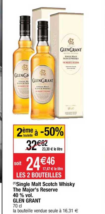 single malt scotch whisky the major's reserve 40% vol. glen grant