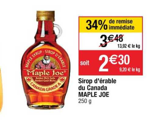 sirop d'érable du canada maple joe