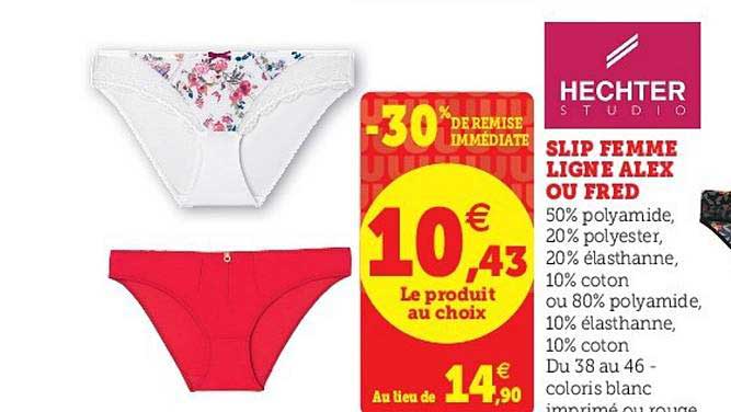 slip femme ligne alex ou fred -30% de remise immédiate
