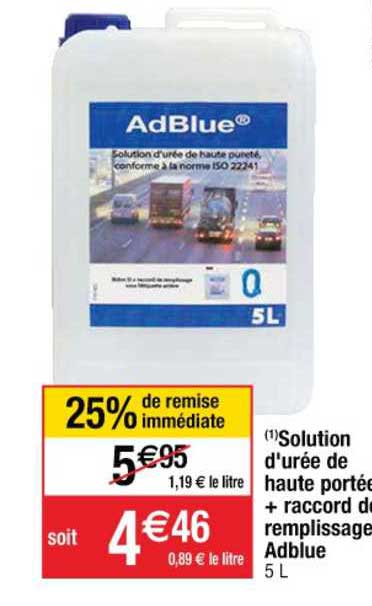 solution d'urée de haute portée + raccord de remplissage adblue