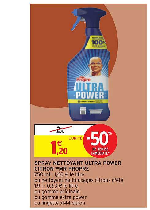 spray nettoyant ultra power citron mr propre