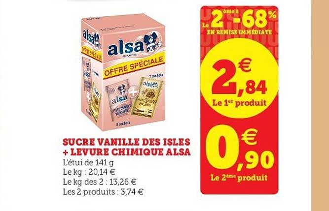 sucre vanille des isles + levure chimique alsa