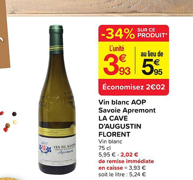 Vin Blanc Aop Savoie Apremont La Cave D'augustin Florent