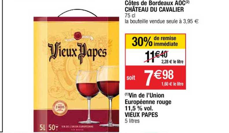 vin de l'union européenne rouge 11,5% vol. vieux papes
