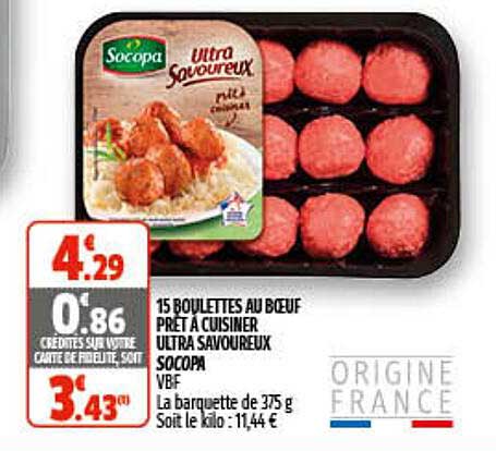 15 boulettes au bœuf prêt à cuisiner ultra savoureux socopa
