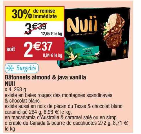 bâtonnets almond & java vanilla nuii