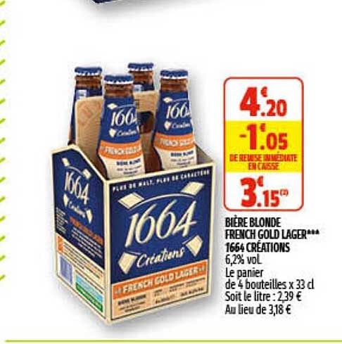 Bière Blonde French Gold Lager 1664 Créations