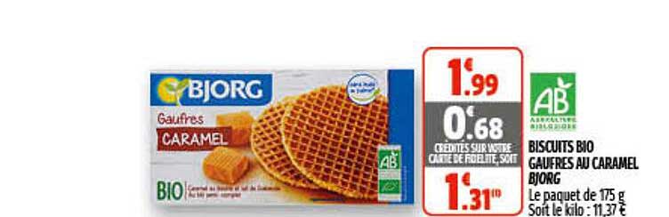 Biscuits Bio Gaufres Au Caramel Bjorg