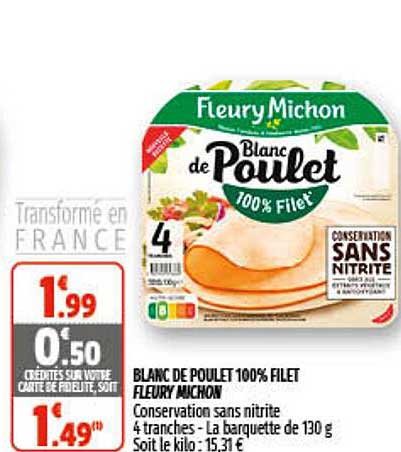 blanc de poulet 100% filet fleury michon