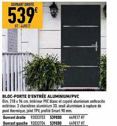 bloc-porte d'entrée aluminium - pvc